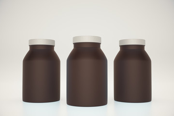Three brown bottles