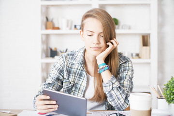 Young girl using tablet