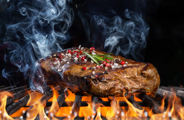 Beef steak on grill