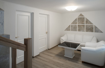 Modern interior. Room with home furnishings..