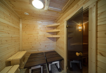 Sauna in modern house. Banja.