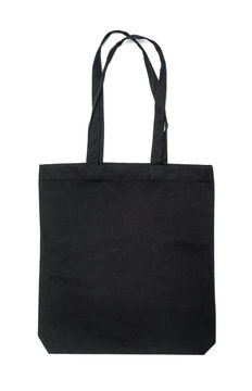 Black fabric bag isolated on white background