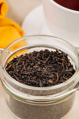jar with black tea inside
