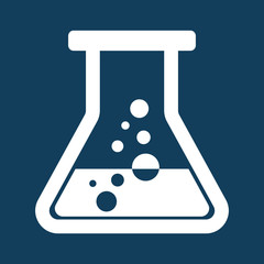 laboratory chemical beaker icon on color background