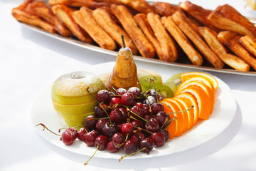 fresh fruit on a plate