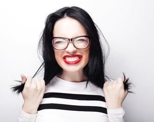 Young cute smiling brunette girl