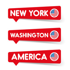 New York, Washington label vector