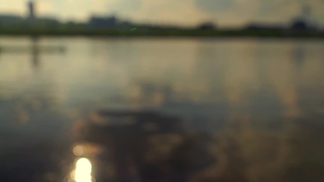 Blurred bokeh slow motion video of rowing