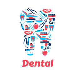 Dentistry symbols in the shape of tooth