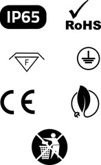 Symbols of electrical safety and environmental protection in vector. - obrazy, fototapety, plakaty