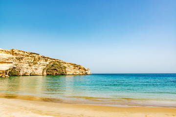 Fototapeta na wymiar Coast Landscape at Barr Al Jissah Resort in east of Muscat, Oman.