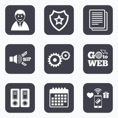 Accounting workflow icons. Human documents.