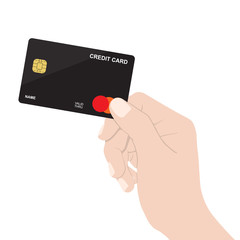 close up hand holding credit card isolated on white background vector design