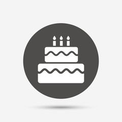 Birthday cake sign icon. Burning candles symbol