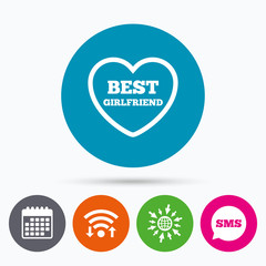 Best girlfriend sign icon. Heart love symbol.