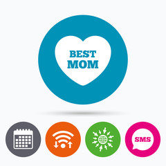 Best mom sign icon. Heart love symbol.