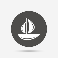 Sail boat icon. Ship sign.