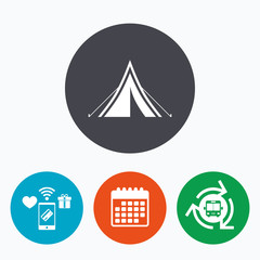 Tourist tent sign icon. Camping symbol.