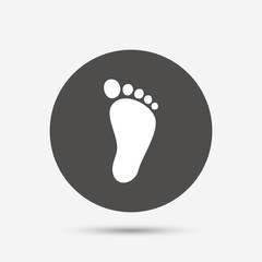 Child footprint sign icon. Barefoot .