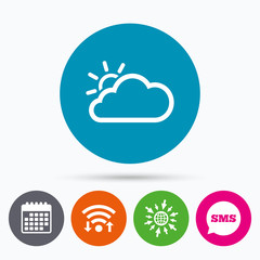 Cloud and sun sign icon. Weather symbol.