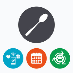 Eat sign icon. Cutlery symbol. Diagonal teaspoon