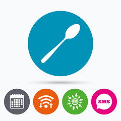 Eat sign icon. Cutlery symbol. Diagonal teaspoon