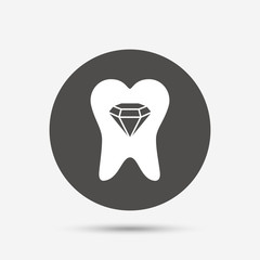 Tooth crystal sign icon. Dental prestige symbol.