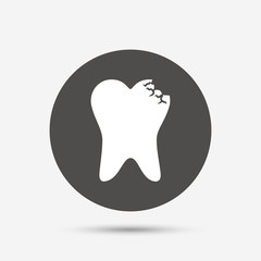 Broken tooth sign icon. Dental care symbol.