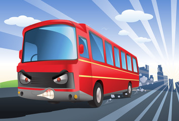 red bus exceed speed limits