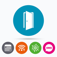 Door sign icon. Enter or exit symbol.