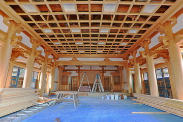 日本の伝統建築、木組みのお寺の建築過程