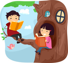 Stickman Kids Read Tree House