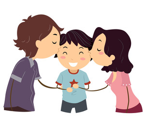Stickman Family Boy Kissing