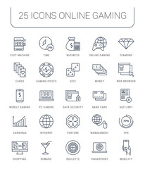 Set Vector Flat Line Icons Online Gaming