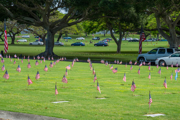 Fototapeta na wymiar Punchbowl National Memorial Cemetery of the Pacific