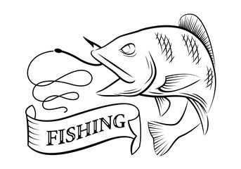 graphic vintage fishing, vector