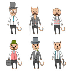 Gentleman cats in hipster accessories.