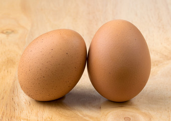 Eggs on wood background