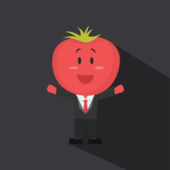 Cartoon tomato with eyes and smiling. Funny tomato. 