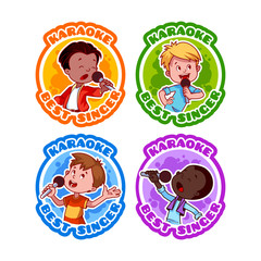 Four stickers with singing boys.
