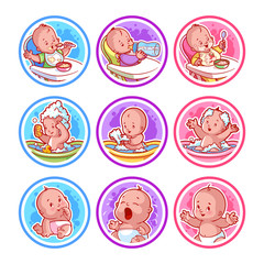Set of stickers with babies.