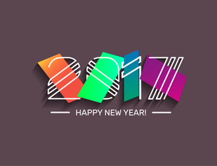 2017 Happy New Year creative seasons greetings. Colorful, contemporary design. Vector Illustration.