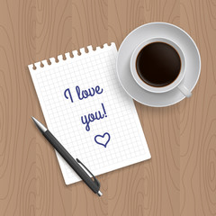 Blank Pad of Paper, Pen and Coffee