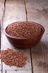Buckwheat in  bowl
