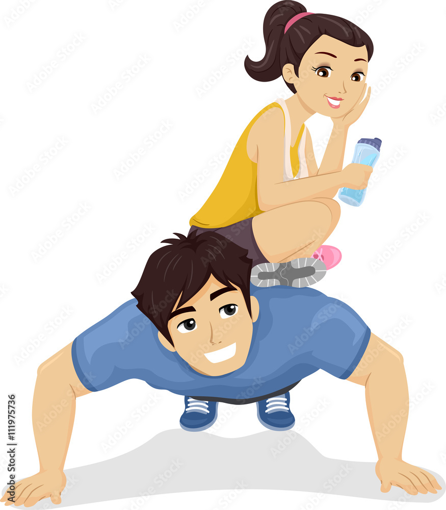 Wall mural teen couple exercise