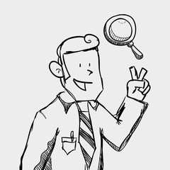 Businessman design. sketch icon. Isolated and flat illustration