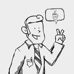 Businessman design. sketch icon. Isolated and flat illustration