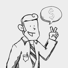 Businessman design. sketch icon. Isolated and flat illustration