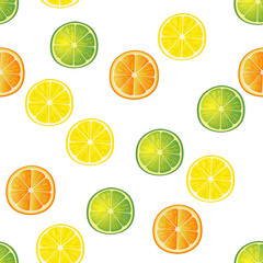 Lime, lemon and orange slices pattern