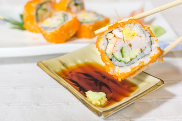 Sushi roll delicious Japanese food menu
